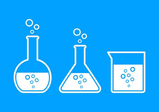 Icone in vetro da laboratorio su sfondo blu
    - Vettoriali, immagini