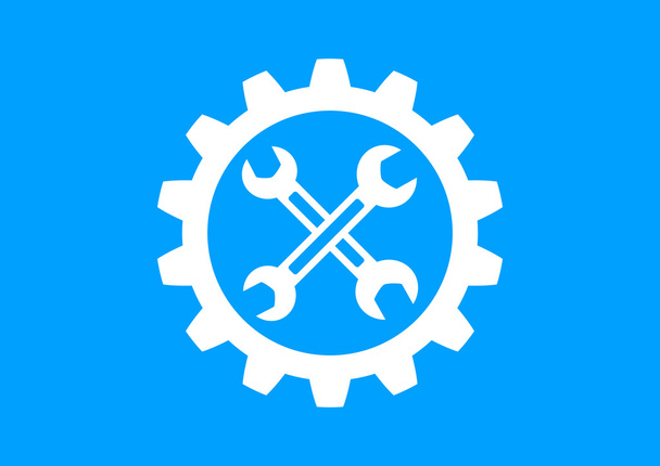 White industrial icon on blue background - Vector, Image