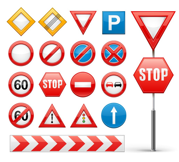 icons set of road signs - Vector, Image