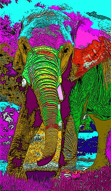Pop Art Elefantensymbol mit Farbflecken. - Foto, Bild