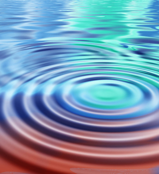 Closeup of abstract ripple effect of water with blue reflection with wave pattern and texture. Detail of hypnotizing psychedelic background of fluid color spectrum and cosmic art or esoteric surface. - Foto, imagen
