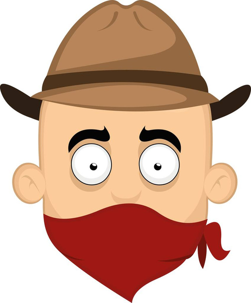 Vector illustration of the face of a bandit from the far west - Διάνυσμα, εικόνα