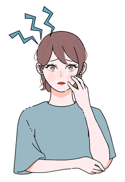 Clip art of young woman suffering from headache_illness - ベクター画像