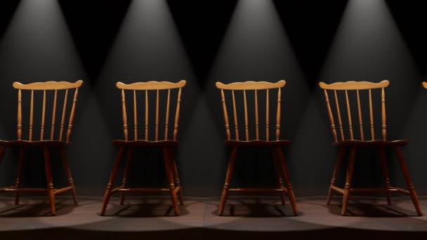 Country Chairs Antique Furniture And Spot Light On Podium is motion footage for architecture films and cinematic in lifestyle interior scene. Also good background for scene and titles, logos. - Footage, Video
