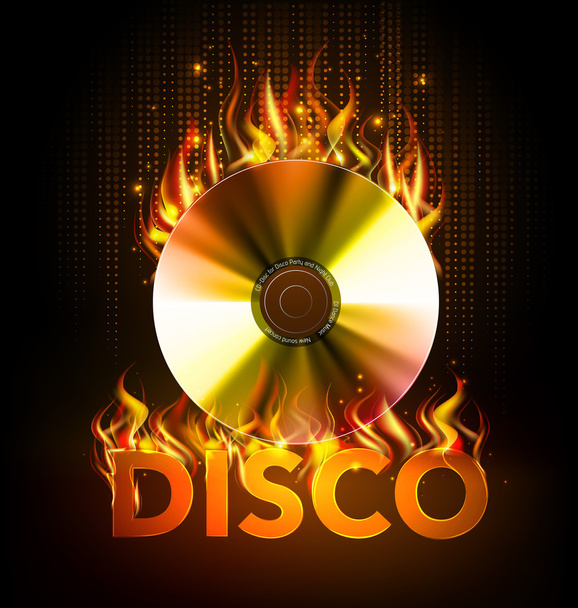 Disco fire background. Disck or record - Vektor, Bild