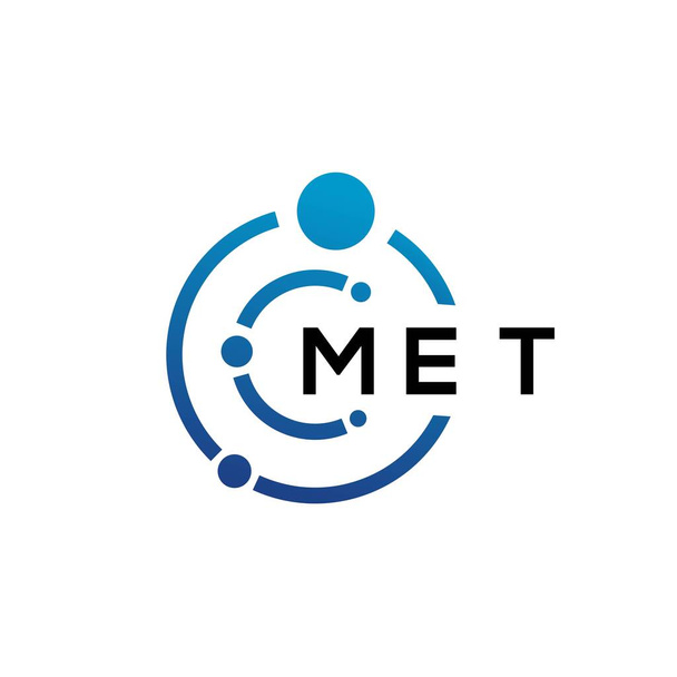 MET letter technology logo design on white background. MET creative initials letter IT logo concept. MET letter design. - Vector, Image