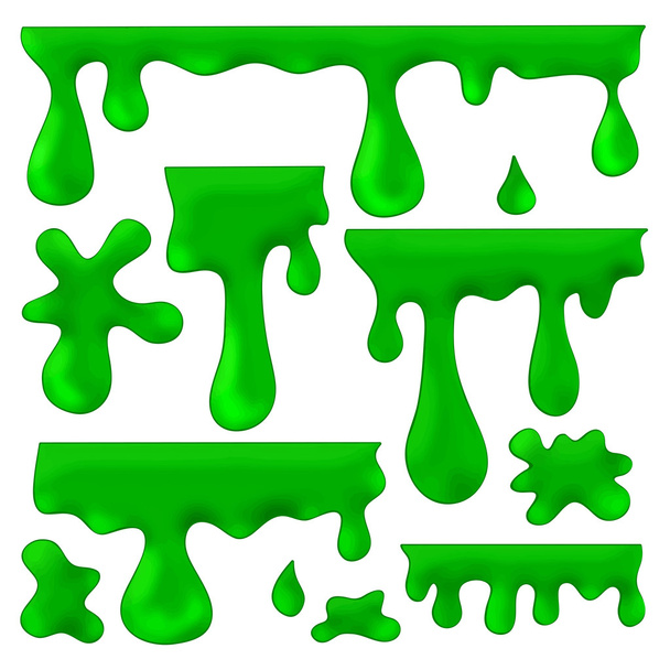 Green blots, splashes and smudges - Vector, Image