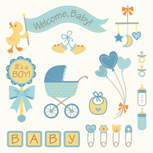 Set of Baby Boy Icons - Vector, Image