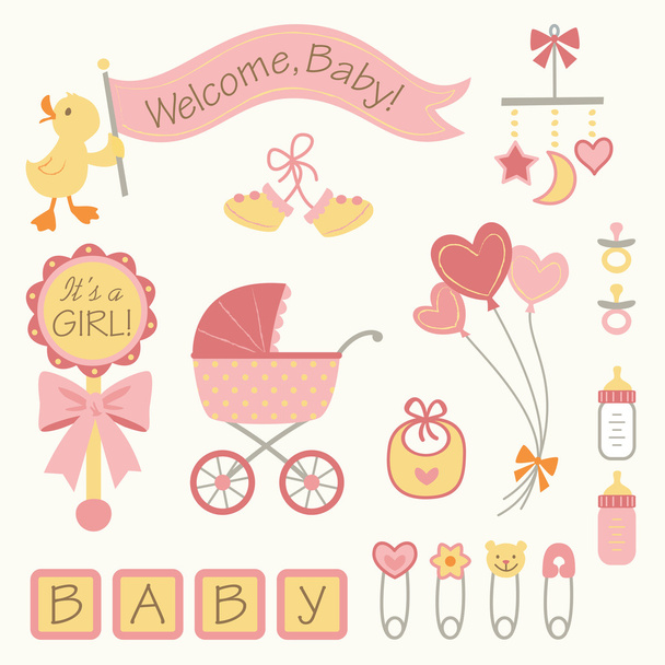 Conjunto de iconos de niña bebé
 - Vector, Imagen