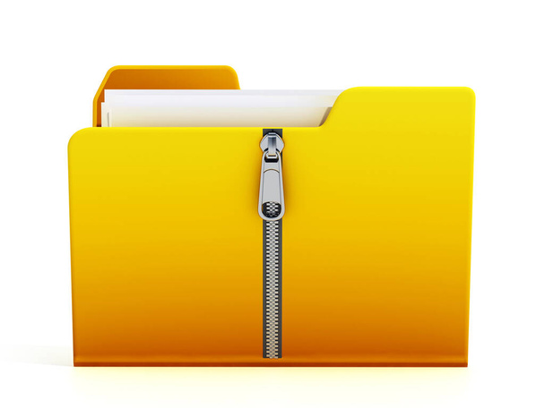 Compressed folder icon isolated on white background. 3D illustration. - Photo, Image