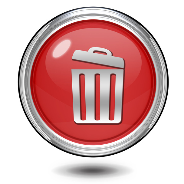 lata de lixo ícone circular no fundo branco
 - Foto, Imagem