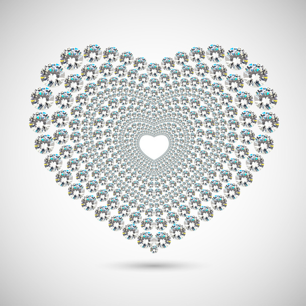 Shiny diamond heart on white background - Φωτογραφία, εικόνα
