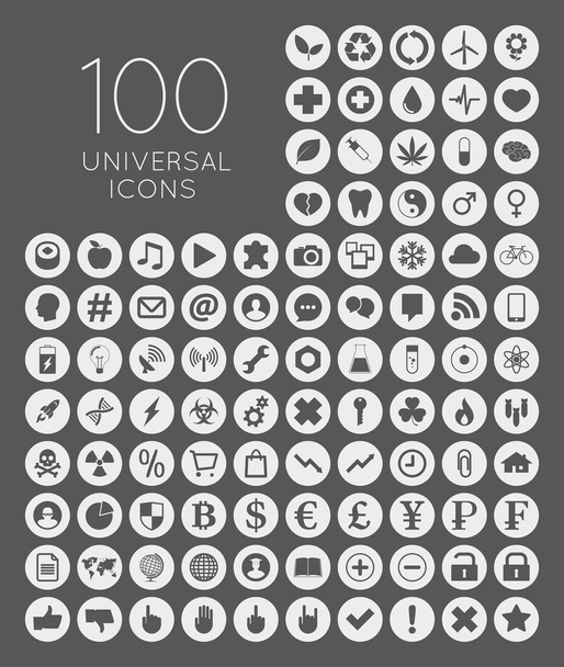 Set of 100 universal icons of business, science, health, securit - Vecteur, image