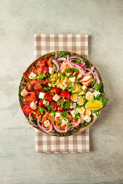 Cobb salad, keto food, top view, no people, close-up, - Fotografie, Obrázek