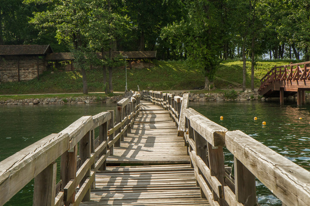 the swinging bridge on the water - Photo, Image