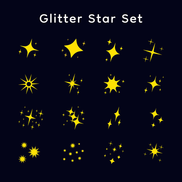 Set of sparkling stars on sky blue background - Vector, Imagen