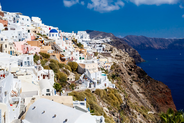 GREECE, SANTORINI- OCT 3: Top view to the sea and village Oia. O - 写真・画像