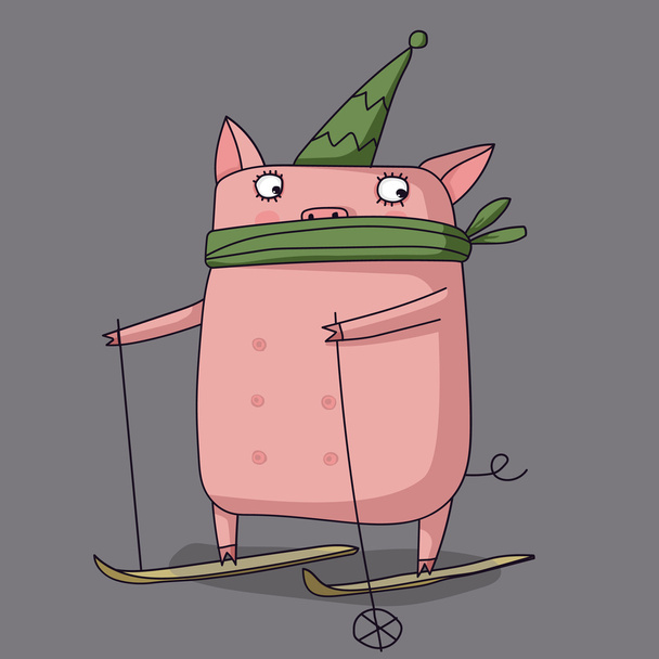 Illustrator of pig cute vector - Vector, Image