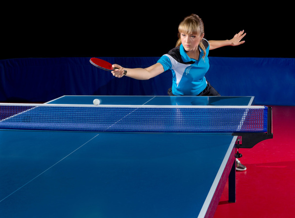 Girl table tennis player isolated - Фото, изображение