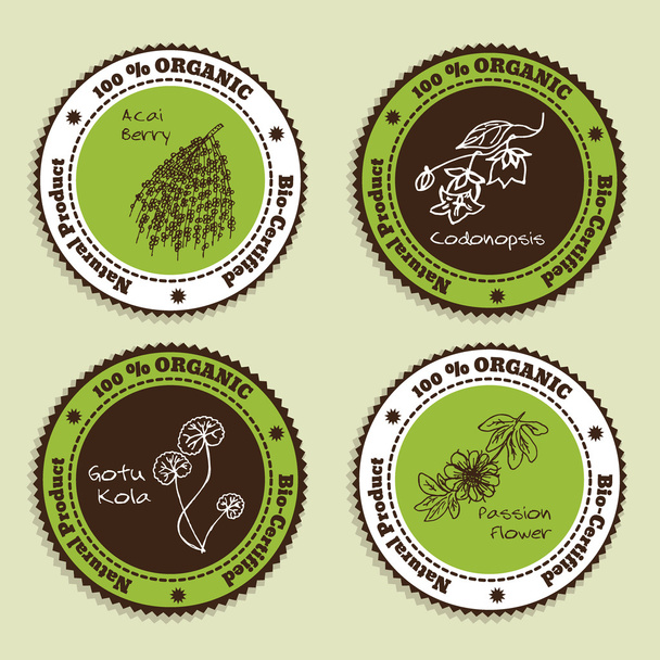 Ensemble de badges de produits biologiques naturels
 - Vecteur, image