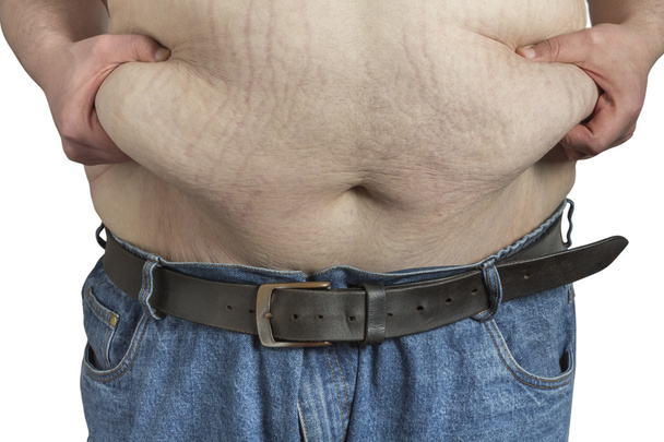 overweight Man ipinching belly fat - Photo, Image