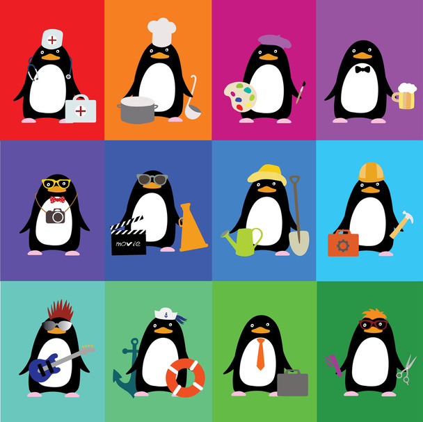 Милі пінгвіни у вигляді різних професій
 - Вектор, зображення