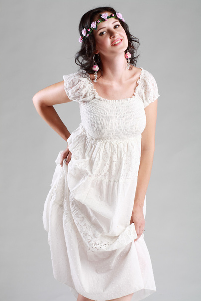 Young woman in white dress - Photo, image