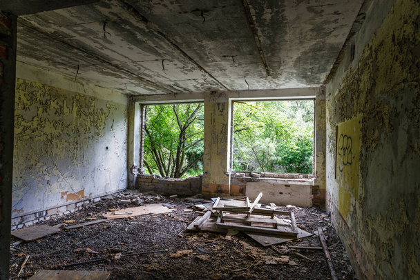 Abandoned secret Soviet Union military ghost town Irbene in Latvia. - Foto, Imagen