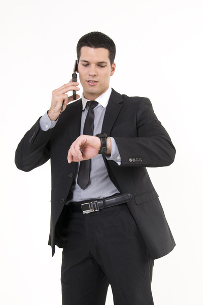 Biznesmen z telefonu i zegarek - Zdjęcie, obraz