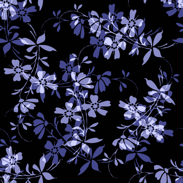 Seamless pattern in trendy purple color. Very Peri - Color of the Year 2022 . Botanical pattern - Zdjęcie, obraz