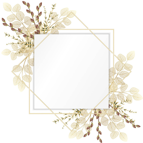 illustrazione vettoriale di una cornice con fiori e foglie - Vettoriali, immagini