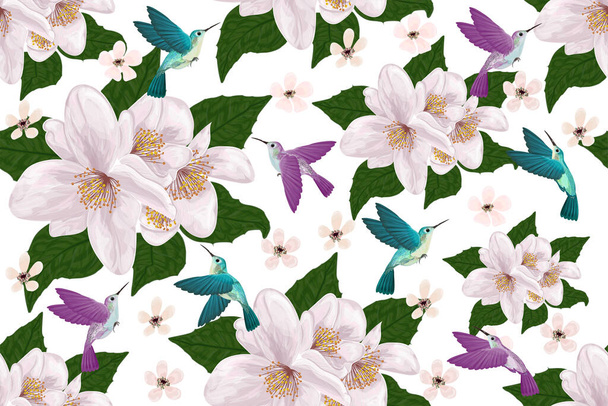 seamless pattern with flowers, vector illustration - ベクター画像