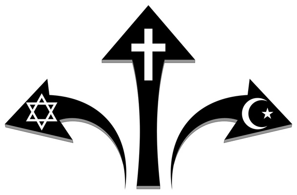 Pijlen en religieuze symbolen - illustratie - Foto, afbeelding