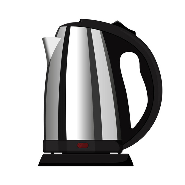 Realistic electric kettle made of metal , isolated vector illustration on white background Teapot. Electric kettle for home use in the kitchen. For boiling water for tea or coffee. Flat icon - Φωτογραφία, εικόνα