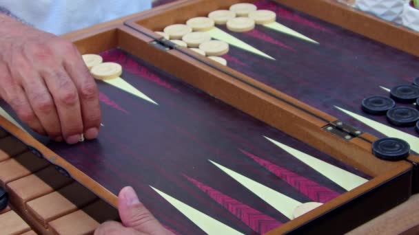 Slow Motion Outdoor Backgammon Game - Filmati, video