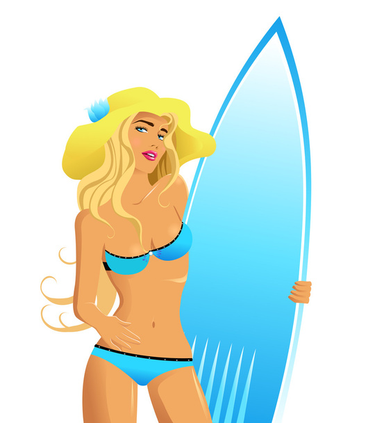 piękna dziewczyna z deski surfingowej - Wektor, obraz
