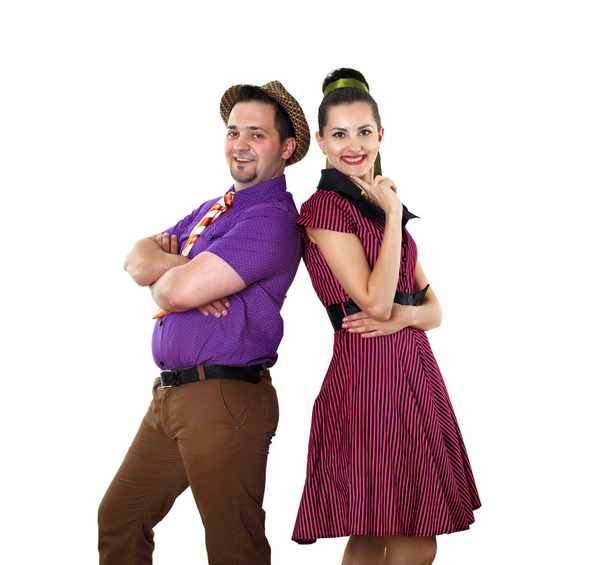 Young dancing couple in bright colour wear - Foto, immagini