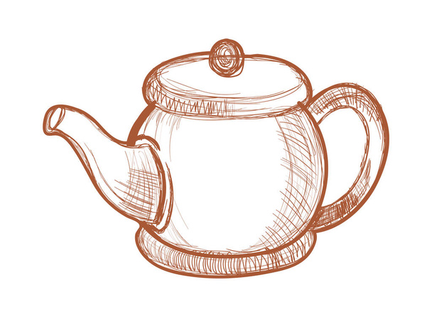 kettle doodle icon isolated flat - Vetor, Imagem
