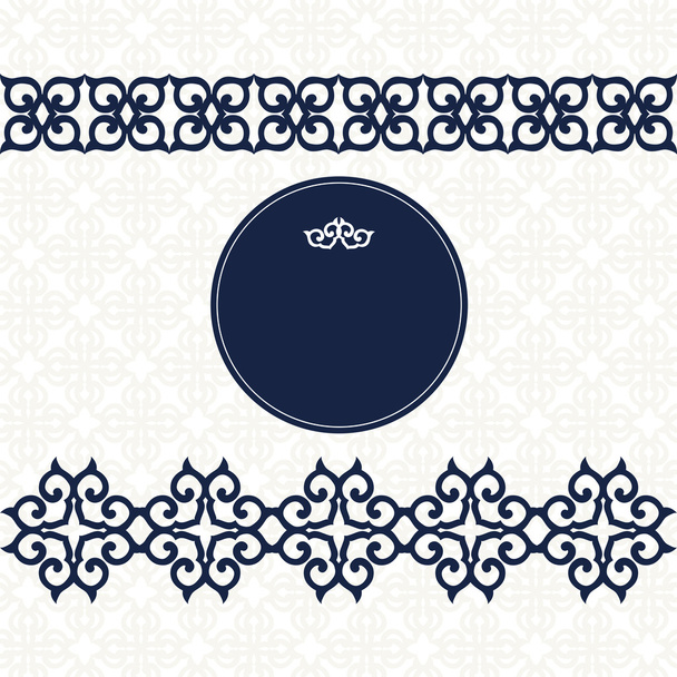 Card with a blue ornament in east style. - Vector, Image