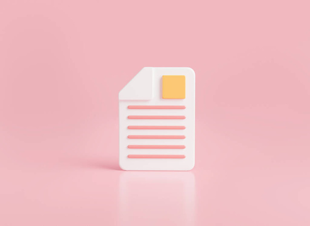 3d icon rendering illustration of Paper documents icon.concept about 3d document management.Stack of paper sheets isolated on pastel pink background.Text file, text document, worksheet, Business icon - Foto, imagen
