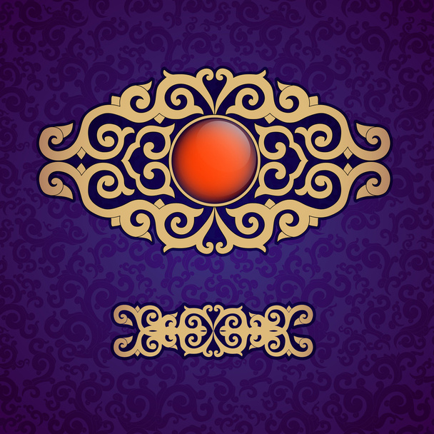 Oriental, folk ornament. Purple background. - Vector, Image
