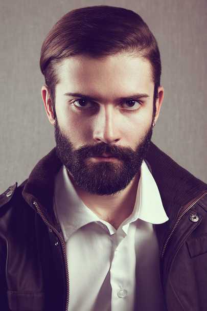 Portrait of handsome man with beard - 写真・画像