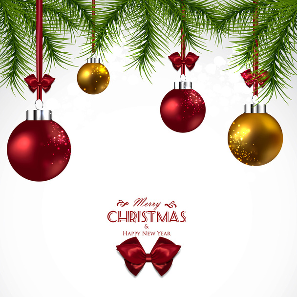 Рождественский фон с еловыми ветками
 - Вектор,изображение