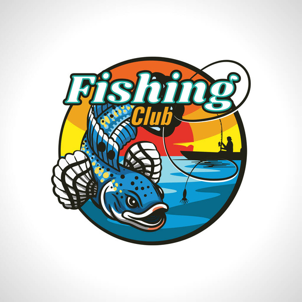 a blue fish predator fishing club illustration set - Vecteur, image