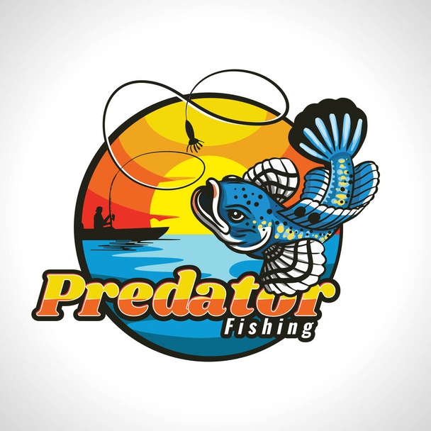 a blue fish predator fishing logo - Vector, Imagen