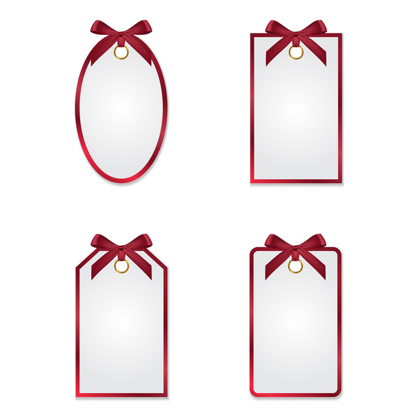 Set of different tags with silk bows - Vector, Imagen