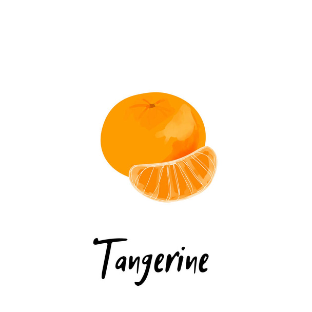Illustration a tangerine isolated on a white background. - Vecteur, image