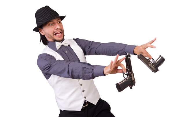 Muž s pistolí izolovanou na bílém - Fotografie, Obrázek