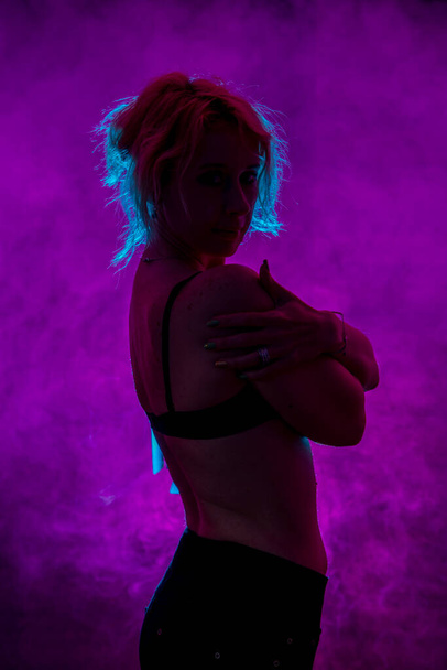 Studio light background filters woman silhouette - Фото, изображение