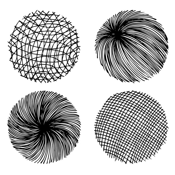 Hatching. Vector set, circles halftone. Can be used as a brush. - Vector, Image